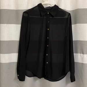 See through black button down